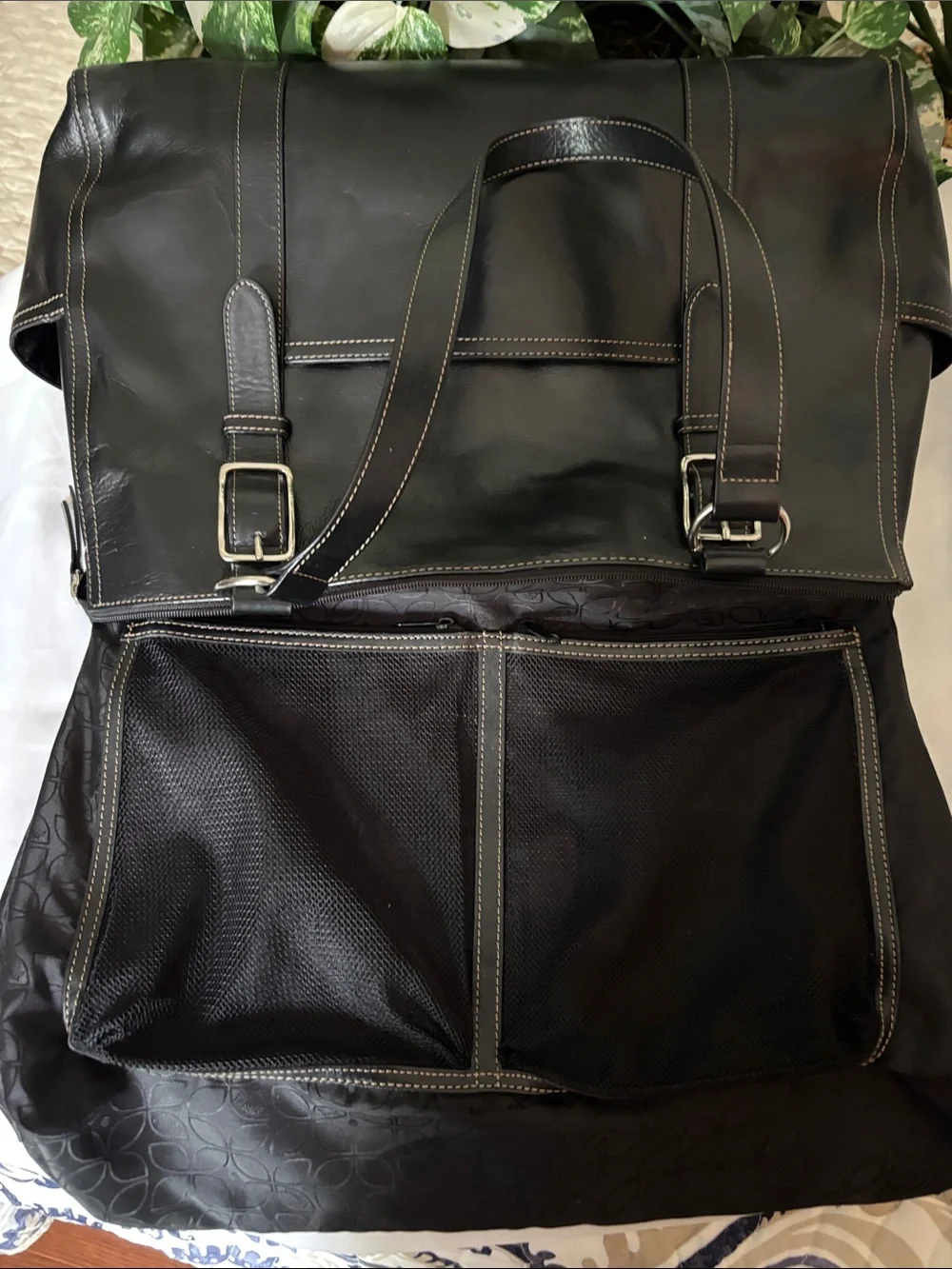 Fossil Vintage Black Leather Work/Laptop Tote Bag